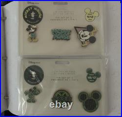 Disney Store Mickey Mouse Memories Pins Complete Full Set 2018 Badges & Book