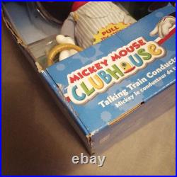 Disney Store Mickey Mouse Talking Train Conductor Plastic Pull String Doll RARE Disney Store Mickey Mouse Talking Train Conductor Plastic Pull String Doll RARE