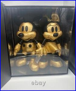 Disney WDW 50th Anniversary Mickey Minnie Mouse Gold Luxe Plush LR Box Set NEW