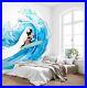 Disney_Wallpaper_Mural_300x280_cm_large_wall_picture_Mickey_Mouse_Surfing_blue_01_obbl