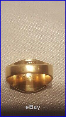 Disney World Cast Member 1981 Yellow Gold 10k Mickey Mouse Signet Ring size 10.5