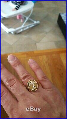 Disney World Cast Member 1981 Yellow Gold 10k Mickey Mouse Signet Ring size 10.5