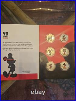 Disney's Mickey mouse 90th anniversary 50p Coin Set 999 silver plated #1591/9999