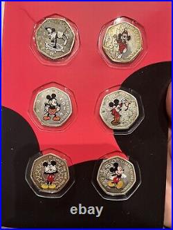 Disney's Mickey mouse 90th anniversary 50p Coin Set 999 silver plated #310/9999