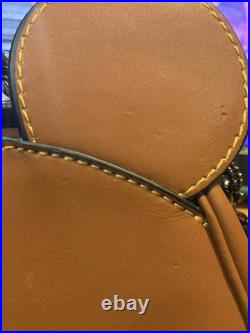 Disney x Coach Mickey Mouse Kisslock Wristlet, Brown Leather