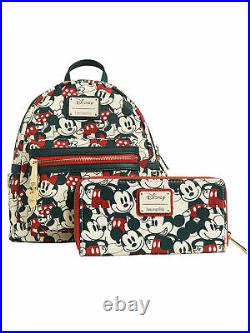 Disney x Loungefly Mickey & Minnie Mouse Women's Mini Backpack & Clutch Wallet