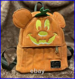 EUC Loungefly Halloween Disney Pumpkin Mickey Backpack Jack O Lantern