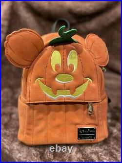 EUC Loungefly Halloween Disney Pumpkin Mickey Backpack Jack O Lantern