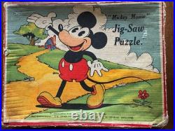 Early Walt Disney Mickey Mouse Chad Valley Wooden Jigsaw Puzzle Complete V Rare