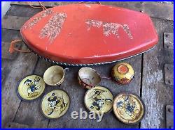 Early pre war c1938 mickey mouse disney tinplate collection set