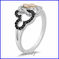 Enchanted Disney Mickey Mouse Round Diamond Engagement Wedding Ring Size J-T
