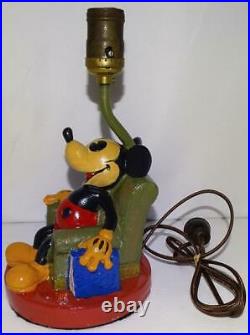 Ex! Disney 1936 Mickey Mouse Figural Lamp By Soreng-manegold Co. + Shade-beauty