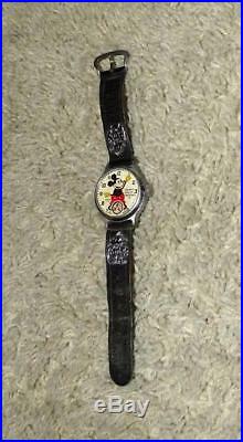 Exdisney1935 Ingersoll Mickey Mouse Watch+leather Band+serviced+coa-all Originl