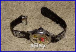 Exdisney1935 Ingersoll Mickey Mouse Watch+leather Band+serviced+coa-all Originl