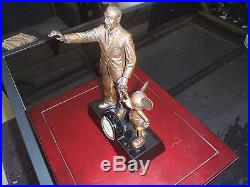 Extremely Rare! Walt Disney Mickey Mouse Bronze Figurine Statue Table Clock