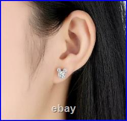 Fancy Disney Mickey Mouse Bezel Set Earrings 2.63 Ct VVS1 Diamond 14k White Gold