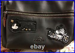 Genuine Coach X Disney Mickey Mouse Multi Patches Black Leather Charlie Backpack