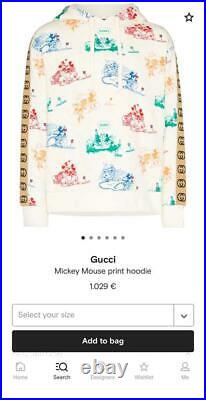 Gucci Disney Hoodie RRP 1700$ Mickey Mouse Print Interlocking G Stripe size 2XL