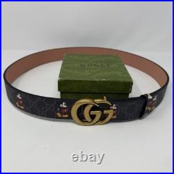 Gucci Supreme Disney Mickey Mouse Black Leather Belt Made In Italy