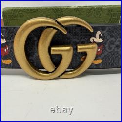Gucci Supreme Disney Mickey Mouse Black Leather Belt Made In Italy