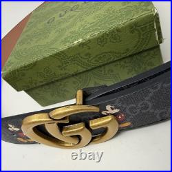 Gucci Supreme Disney Mickey Mouse Black Leather Belt Made In Italy