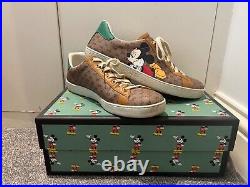 Gucci X Disney Mickey Mouse GG Supreme Monogram Canvas Ace Sneakers in size 9