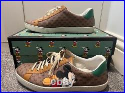 Gucci X Disney Mickey Mouse GG Supreme Monogram Canvas Ace Sneakers in size 9