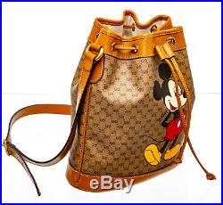 Gucci x Disney Mickey Mouse Beige GG Canvas Small Bucket Bag