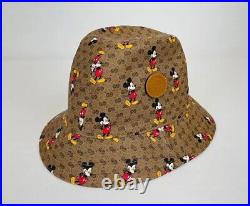 Gucci x Disney Mickey Mouse Brown GG Bucket Hat Limited Edition M 602978 8475