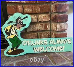 Handmade Disney Goofy Mickey Mouse Painted Bar sign game Room