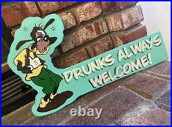 Handmade Disney Goofy Mickey Mouse Painted Bar sign game Room