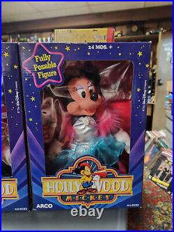 Hollywood Mickey & Minnie Mouse 10 Doll Figure Vintage Walt Disney Arco RARE NI
