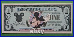 Immaculate Early 1990 Uncirculated Mickey Mouse Disney AA Banknote, Low Serial