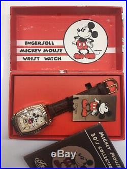 Ingersoll Mickey Mouse 30s Wrist Watch Watch Mechanical Disney 5 Notch New Box