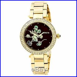 Invicta 23789 Womens Disney Black Dial Yellow Steel Bracelet Watch