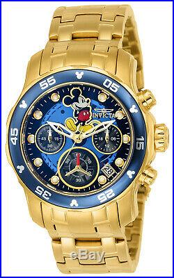 Invicta 24130 Women's Disney Chrono Blue Dial Yellow Steel Watch