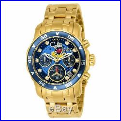 Invicta 24130 Women's Disney Chrono Blue Dial Yellow Steel Watch