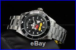 Invicta 40mm Disney Limited Ed. Pro Diver Silver Tone Black Mickey Mouse Watch