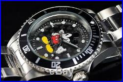 Invicta 40mm Disney Limited Ed. Pro Diver Silver Tone Black Mickey Mouse Watch