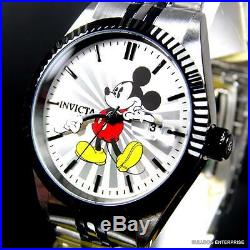 Invicta Disney Mickey Mouse Stainless Steel Silver White Limited 43mm Watch New