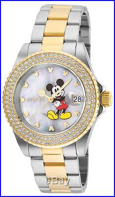 Invicta Women's Watch Disney Quartz White MOP Dial Two Tone Steel Bracelet 24752