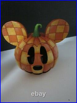 Jim Shore Disney Showcase Mickey Mouse Light up Pumpkin Happy Halloween