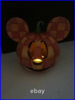 Jim Shore Disney Showcase Mickey Mouse Light up Pumpkin Happy Halloween