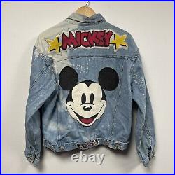 Jou Jou Disney Mickey Mouse Medium Denim Jacket Acid wash Blue RARE