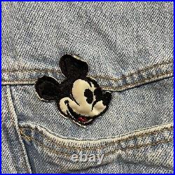 Jou Jou Disney Mickey Mouse Medium Denim Jacket Acid wash Blue RARE