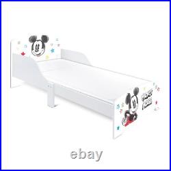 Junior Toddler Bed Disney Mickey Mouse Wooden Cot Frame 10cm Mattress White