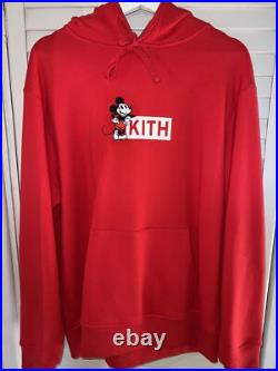 Kith X Disney Mickey Mouse Box Logo Hoodie Red Medium