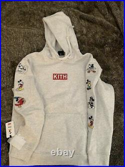 Kith X Disney Mickey Sleeve Patches Hoodie Heather Grey Size L In Hand