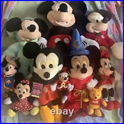 Large Job Lot Of Mickey Mouse Plush Soft Toys Fantasia Walt Disney Official Toys