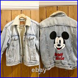 Levis Sherpa Denim Jacket Large Blue Disney Mickey Mouse Rare Limited Edition